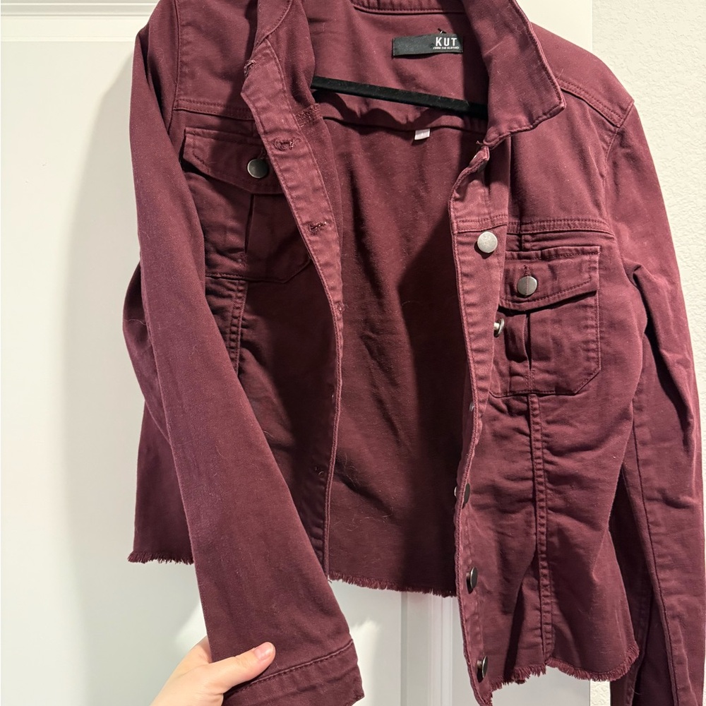 Kut from the Kloth Women's Dark Red Jean Jacket- Size L